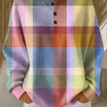 Abigail pastel plaid waffle knit sweater, view 2