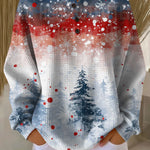 Alice light blue Christmas tree waffle knit sweater, view 2