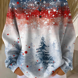 Alice light blue Christmas tree waffle knit sweater, view 2