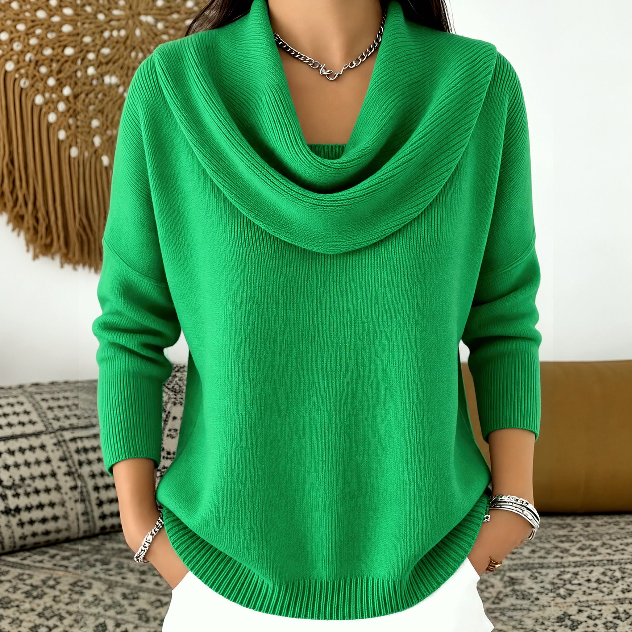 Angie cowl neck sweater in Green, view 9