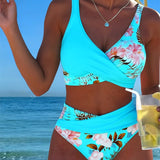 Faye | Bikini with Contrasting Floral Print and Slit