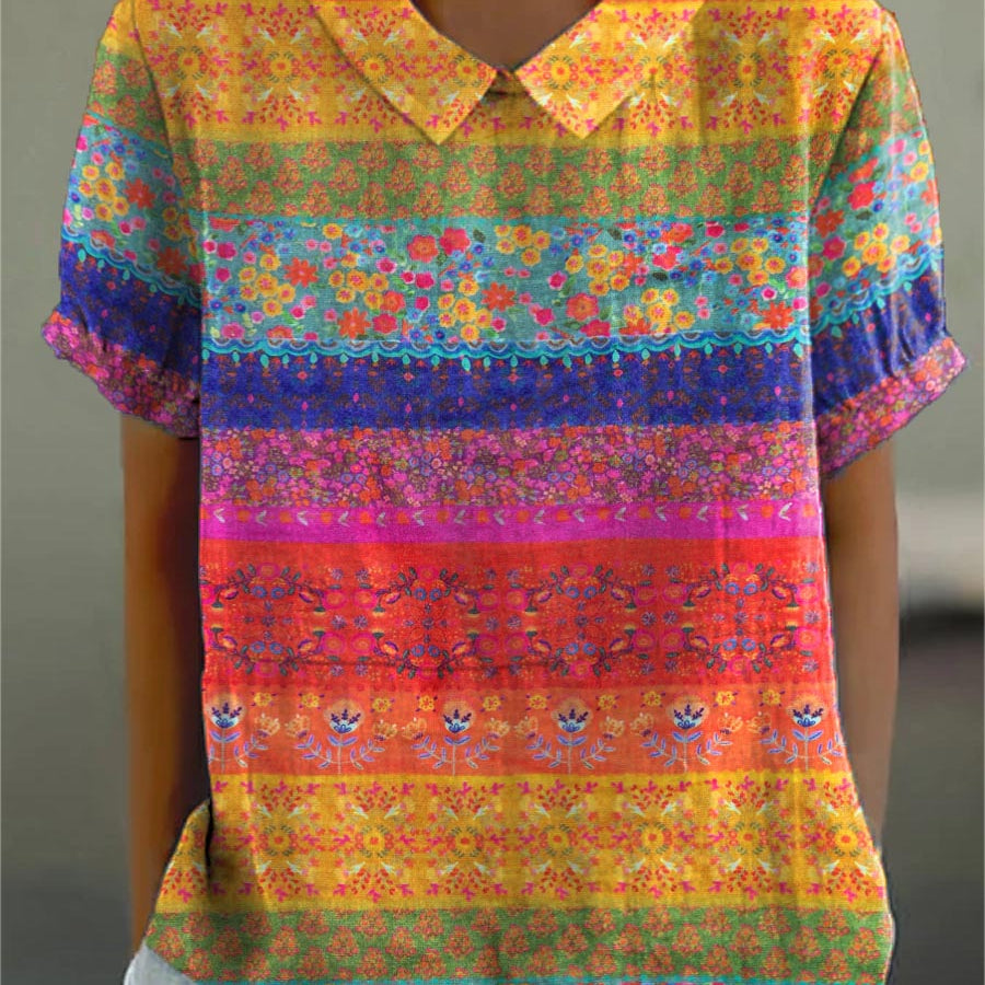 Brooke - Floral Striped Blouse
