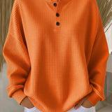 Nancy | Waffle Knit Henley Sweatshirt