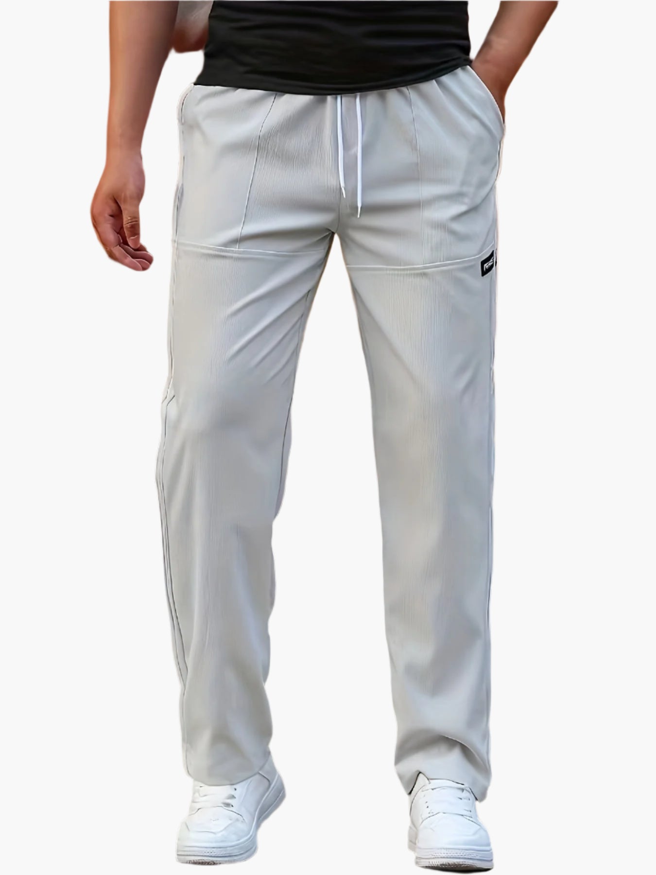 Reggie men's straight leg drawstring joggers in Gray, view 5
