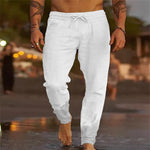 Kenny men's casual cotton beach pants in White, view 7