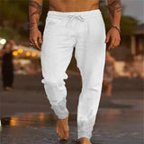 Kenny men's casual cotton beach pants in White, view 7