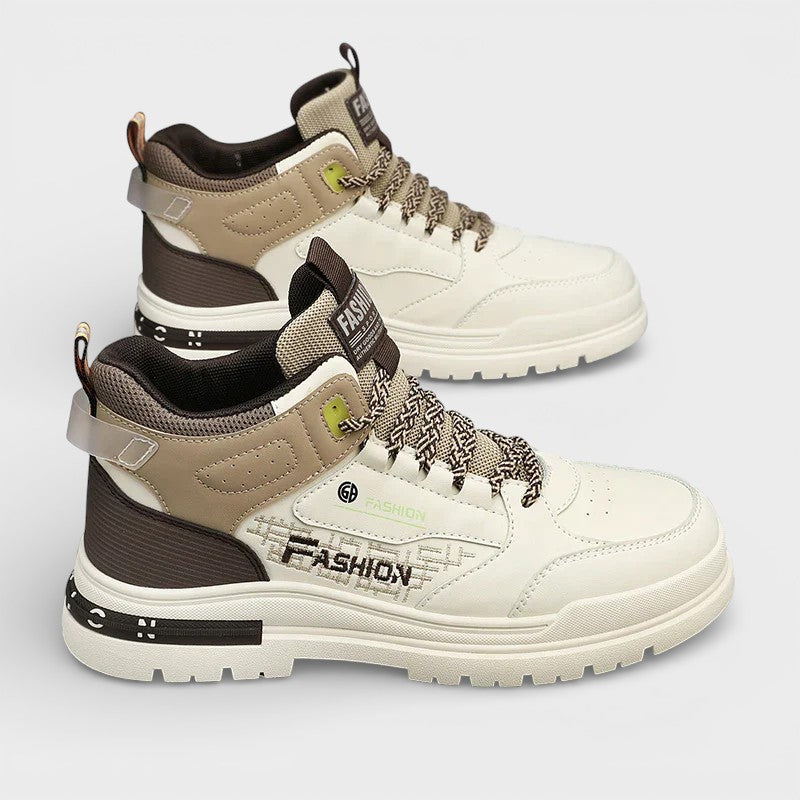 Remi | Beige and Navy High-Top Sneakers