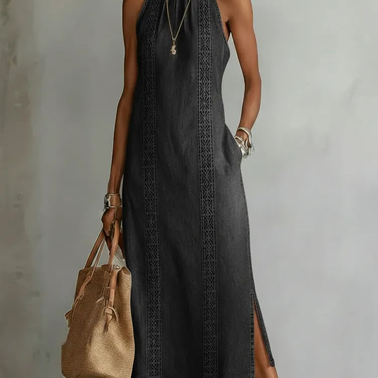 Zoey - Retro Lace Denim Dress