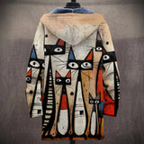 Caroline | Cream Abstract Cat Print Jacket
