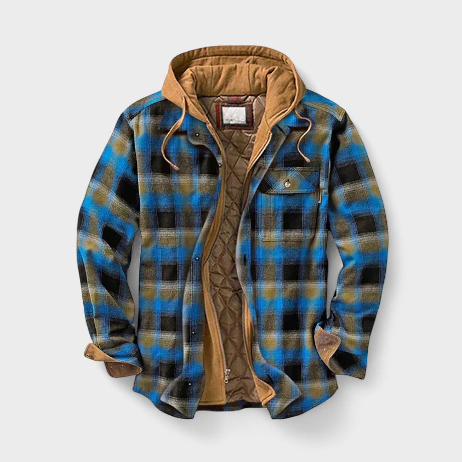 Aaron | Blue Plaid Hooded Jacket