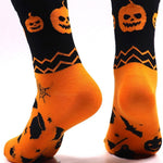 Bella halloween print socks in orange, black, front view
