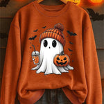 Ashley Ghost Pumpkin Sweatshirt in orange, front view
