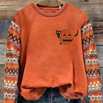Ariana Pumpkin Geometric Sweatshirt in orange, front view