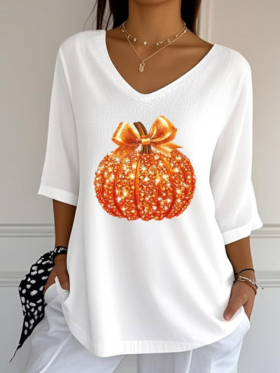 Camila pumpkin bow blouse in white, detail view