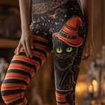 Angela Witch Cat Striped Leggings, detail view
