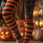 Angela Witch Cat Striped Leggings, detail view