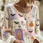 Deborah Halloween Patchwork Blouse in white and pink, front view
