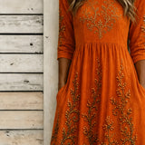 Gemma | Halloween-Inspired Summer Dress Round Neck Half Sleeve A-Line Dress