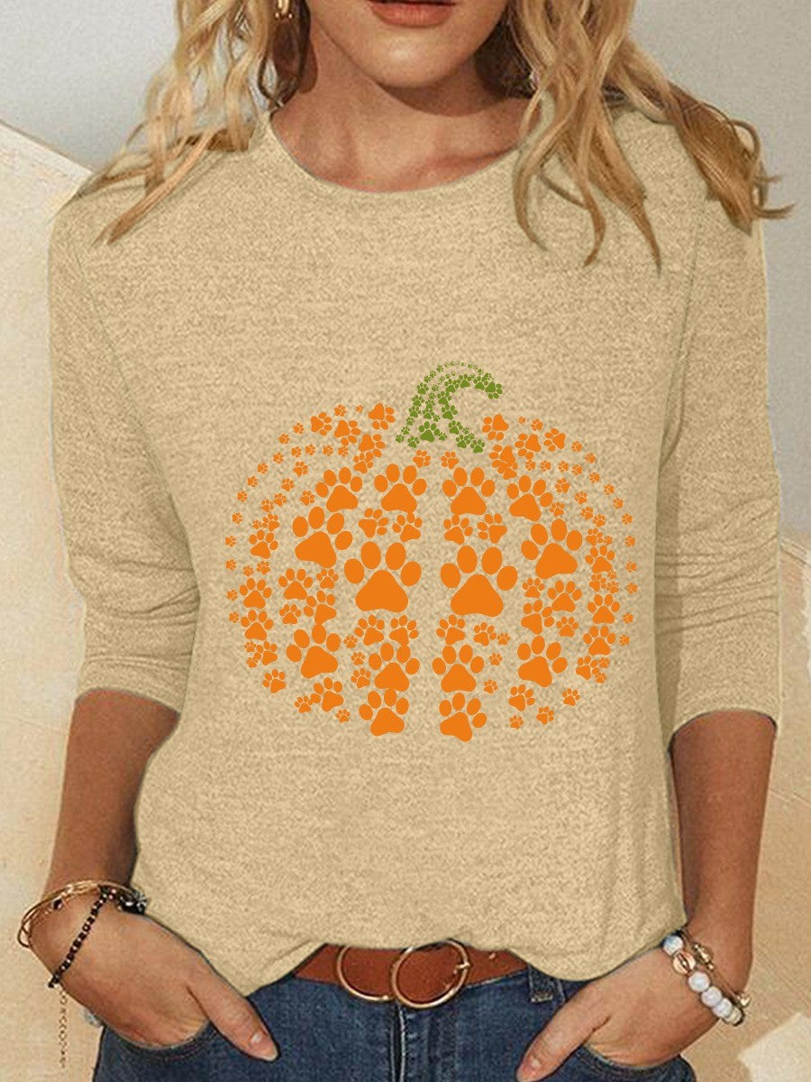 Rose floral pumpkin blouse in beige, detail view