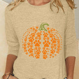Rose floral pumpkin blouse in beige, detail view