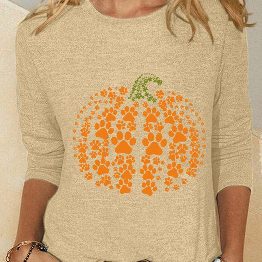 Rose floral pumpkin blouse in beige, detail view