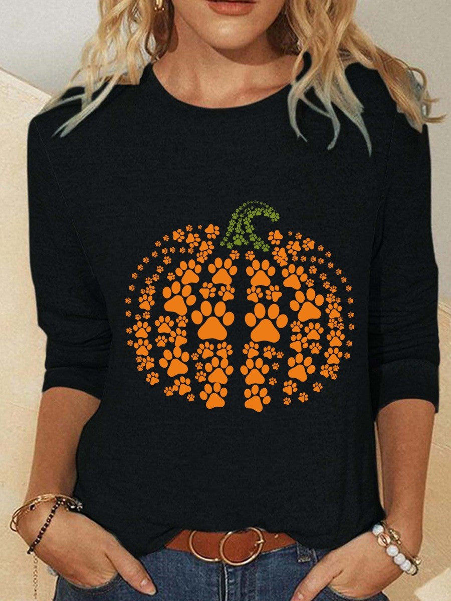 Rose floral pumpkin blouse in black, front view