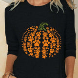 Rose floral pumpkin blouse in black, front view