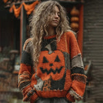 Charlotte Pumpkin Patchwork Sweater, detail view
