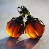 Sofia pumpkin earrings in orange, black, front view