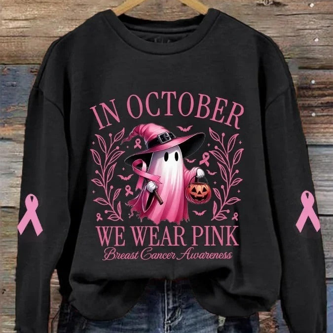 Angelina Pink Ghost Sweatshirt in black, front view