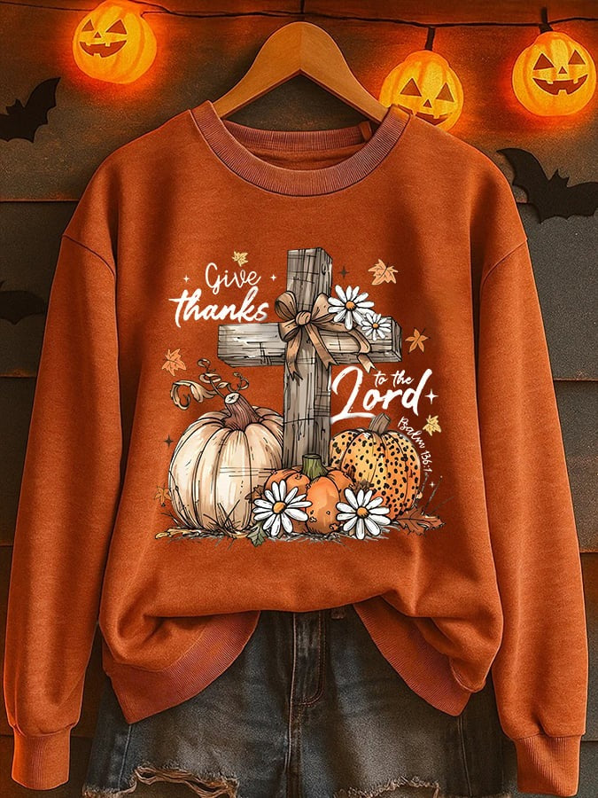 Madison retro pumpkin sweatshirt in orange, front view