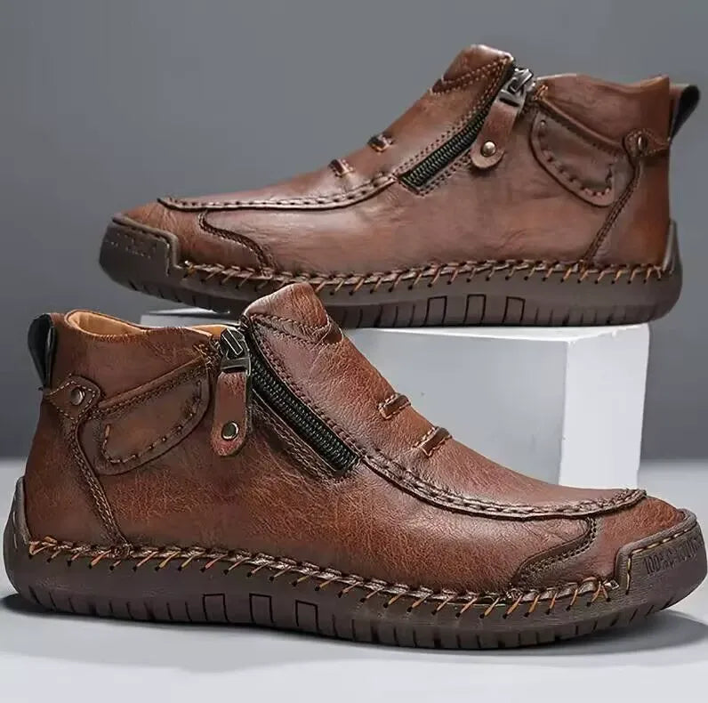 Luc | Brown Casual Zip Shoes