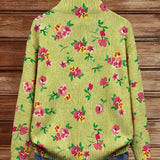 Paige | Lime and Pink Floral Zip-Up Cardigan