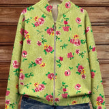 Paige | Lime and Pink Floral Zip-Up Cardigan