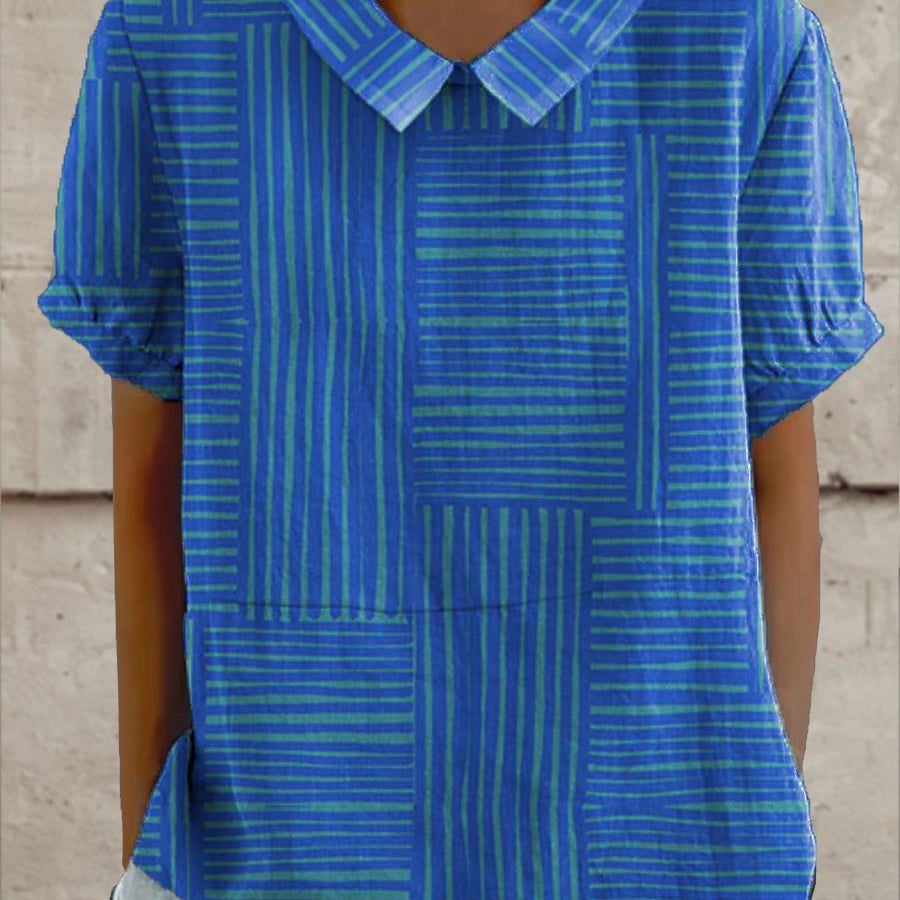 Quinn - Striped Geometric Blouse