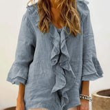 AUDREY - Women Chic Bell Sleeve Ruffle Top