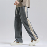 Aiden men's side stripe corduroy joggers in Gray, front view