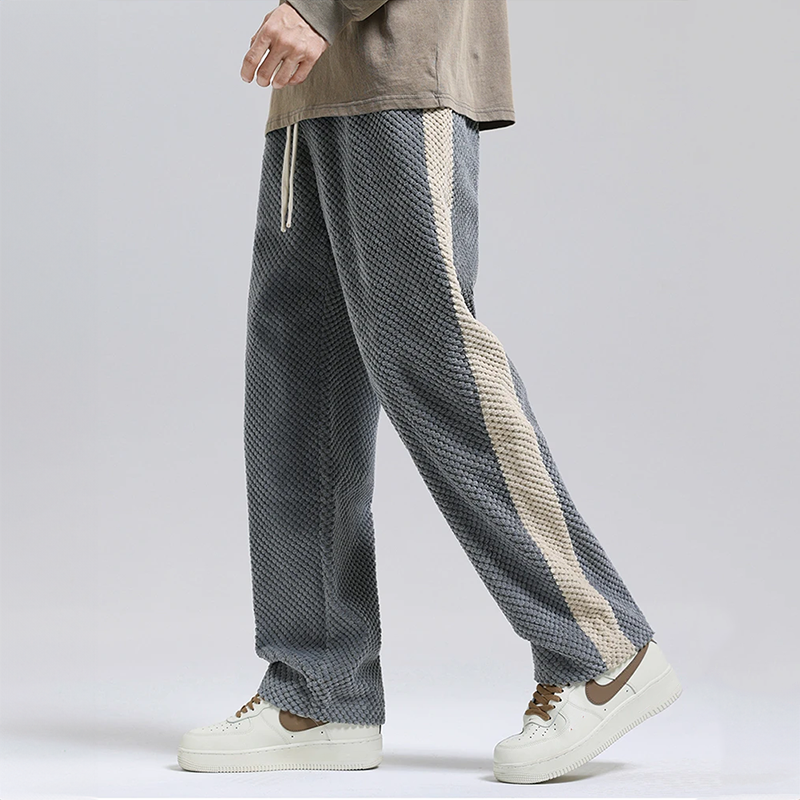 Aiden men's side stripe corduroy joggers in Gray, front view