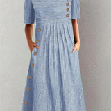 Josephine - Elegant Striped Summer Midi Dress