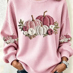 Ava floral pumpkin sweatshirt in pink, front view