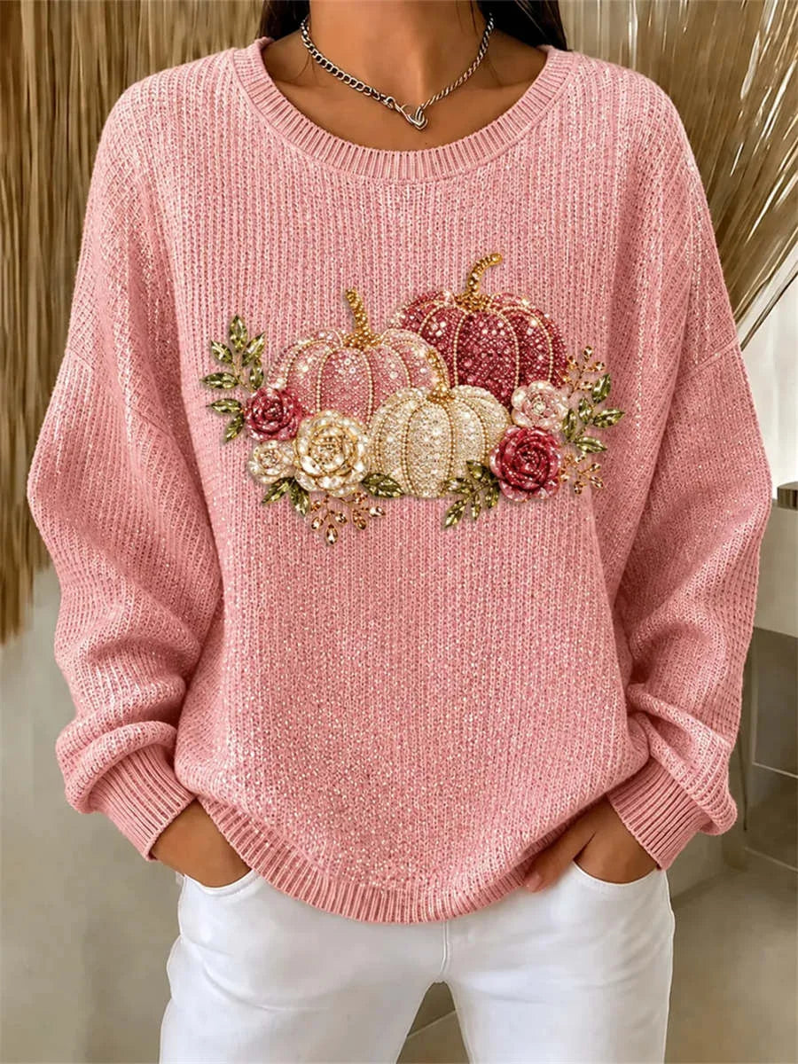 Leah Floral Pumpkin Sweatshirt in pink, front view