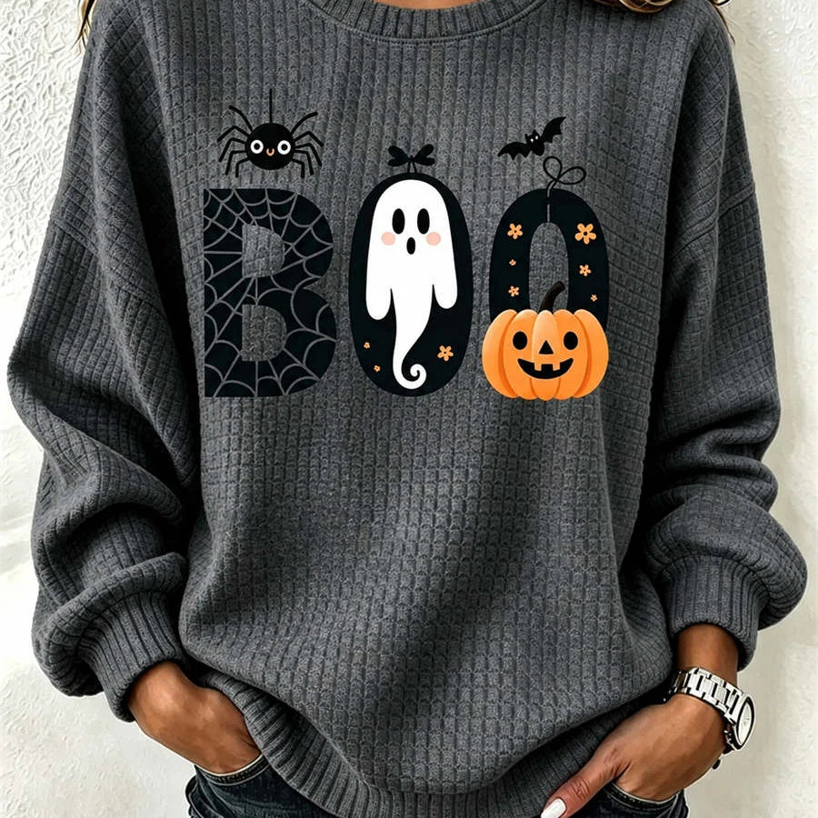 Alice boo ghost sweatshirt in gray, front view