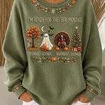 Mia fall holiday graphic sweatshirt in green, front view