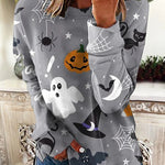 Erica Ghost Bat Print Sweatshirt in gray, front view