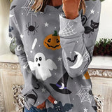 Erica Ghost Bat Print Sweatshirt in gray, front view