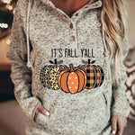 Clara pumpkin henley hoodie in beige, front view