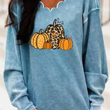Jacqueline Blue Pumpkin Sweatshirt in blue, front view