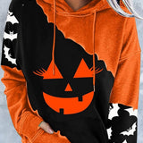 Fabiana | Halloween-Inspired Print Hooded Long Sleeve Sweatshirt
