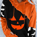 Faith Pumpkin Bat Hoodie in orange and black, front view