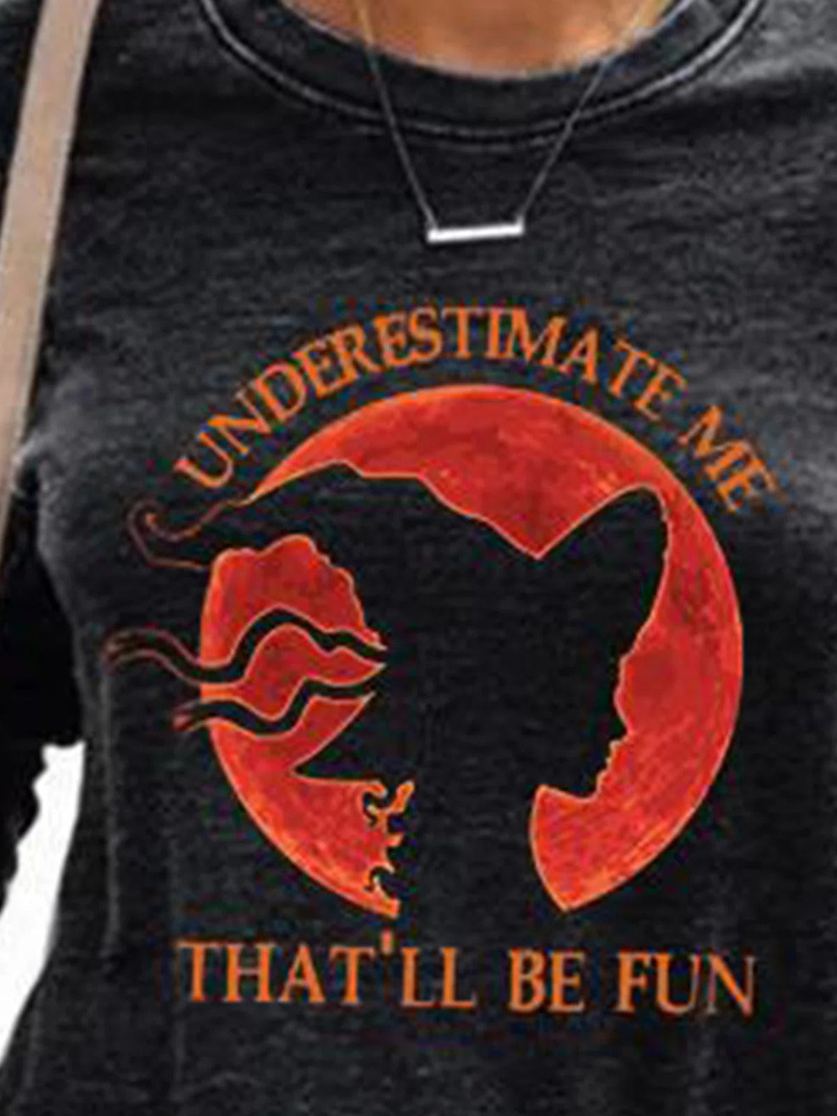 Ellie cat moon sweatshirt in black, detail view
